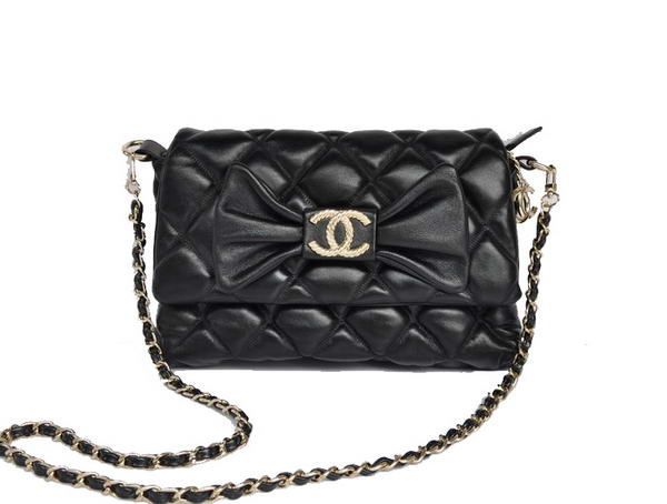 Best Chanel Bowknot Flap Shoulder Bag A99112 Black On Sale